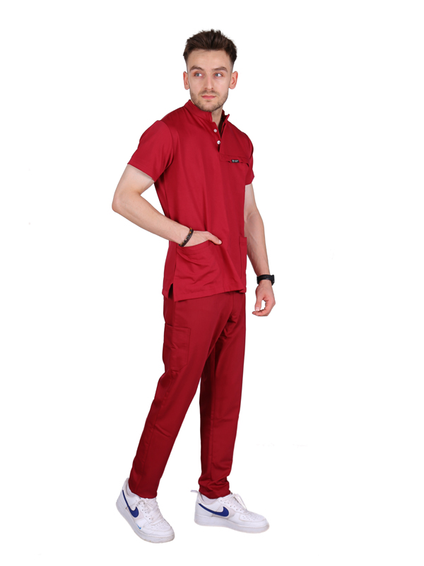 Montana - Erkek Likralı Bordo Üniforma Takım