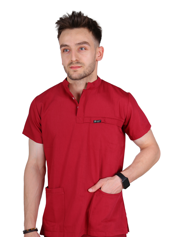 Montana - Erkek Likralı Bordo Üniforma Takım