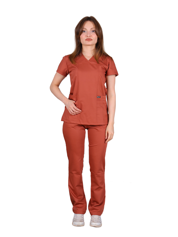 Nova - Kadın Likralı Kiremit Üniforma Takım