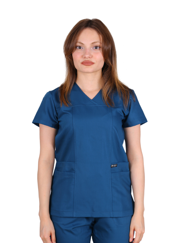 Nova - Kadın Likralı Petrol Mavisi Üniforma Takım